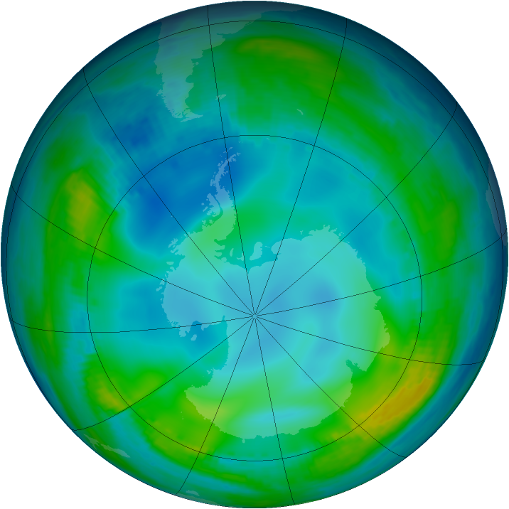 Antarctic ozone map for 05 June 1999